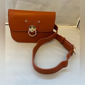 Urban Expressions Brown/Rust Belt Bag with Gold Accents